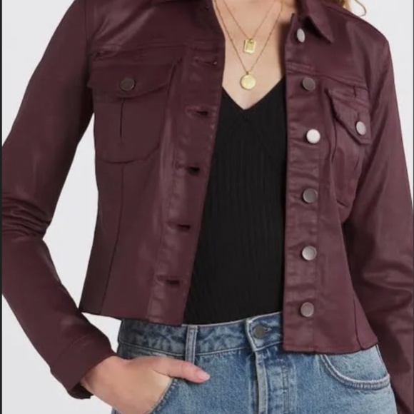 Kut from the Kloth Kara cropped coated jacket, Bordeaux, M - Picture 1 of 2